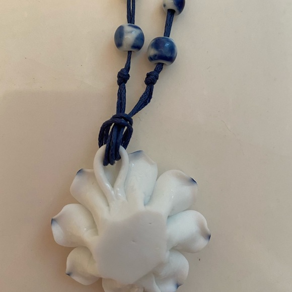 Ceramic Bead Charm Leaf Necklace BOHO Cord - Picture 4 of 9